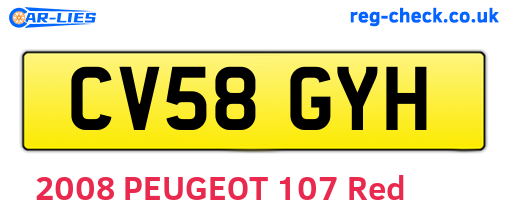 CV58GYH are the vehicle registration plates.