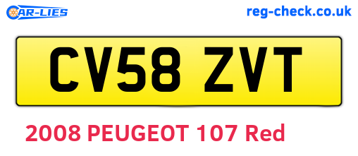 CV58ZVT are the vehicle registration plates.