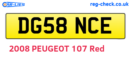 DG58NCE are the vehicle registration plates.