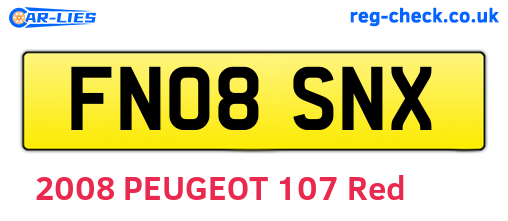 FN08SNX are the vehicle registration plates.