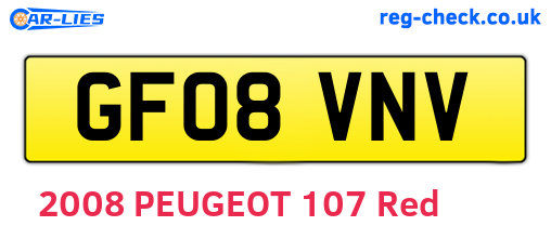 GF08VNV are the vehicle registration plates.