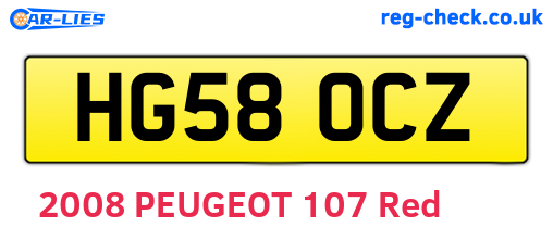 HG58OCZ are the vehicle registration plates.