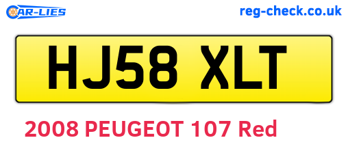 HJ58XLT are the vehicle registration plates.