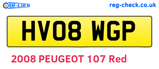 HV08WGP are the vehicle registration plates.