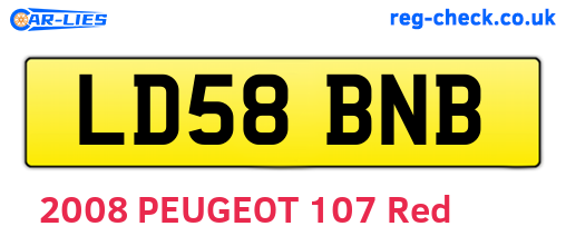 LD58BNB are the vehicle registration plates.