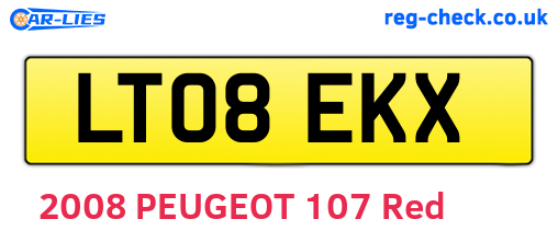 LT08EKX are the vehicle registration plates.