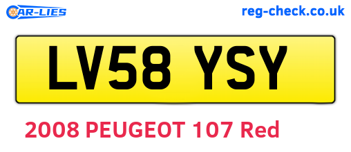 LV58YSY are the vehicle registration plates.