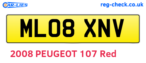 ML08XNV are the vehicle registration plates.