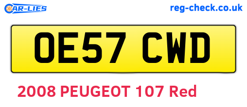 OE57CWD are the vehicle registration plates.