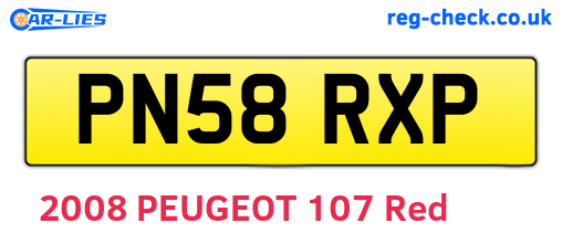 PN58RXP are the vehicle registration plates.