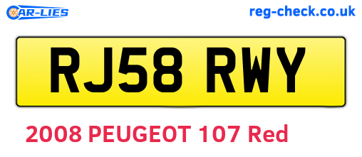 RJ58RWY are the vehicle registration plates.
