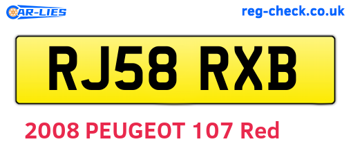 RJ58RXB are the vehicle registration plates.