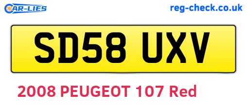 SD58UXV are the vehicle registration plates.
