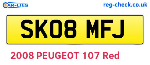 SK08MFJ are the vehicle registration plates.