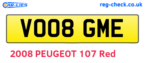VO08GME are the vehicle registration plates.