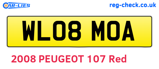 WL08MOA are the vehicle registration plates.