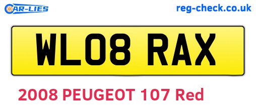 WL08RAX are the vehicle registration plates.