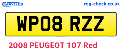 WP08RZZ are the vehicle registration plates.