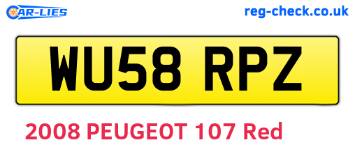 WU58RPZ are the vehicle registration plates.