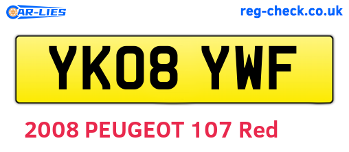 YK08YWF are the vehicle registration plates.