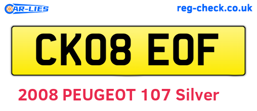 CK08EOF are the vehicle registration plates.