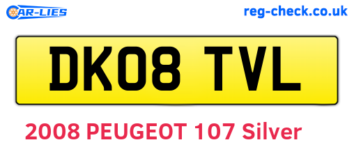 DK08TVL are the vehicle registration plates.
