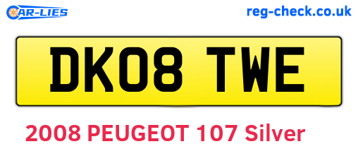 DK08TWE are the vehicle registration plates.