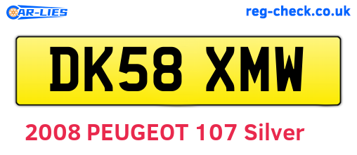 DK58XMW are the vehicle registration plates.