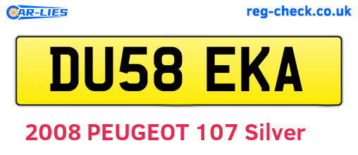DU58EKA are the vehicle registration plates.