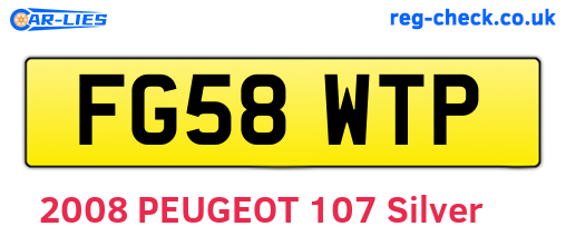 FG58WTP are the vehicle registration plates.