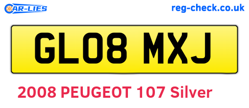 GL08MXJ are the vehicle registration plates.