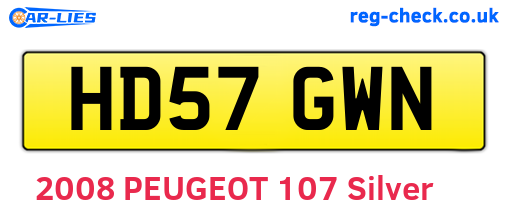 HD57GWN are the vehicle registration plates.
