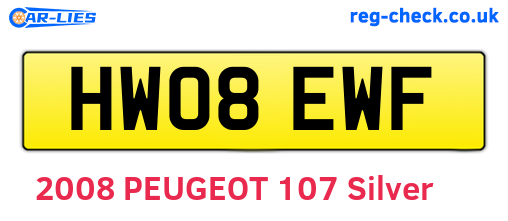 HW08EWF are the vehicle registration plates.