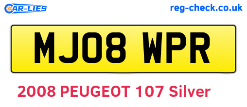 MJ08WPR are the vehicle registration plates.