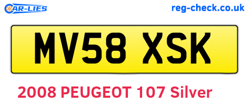 MV58XSK are the vehicle registration plates.