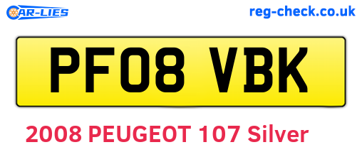 PF08VBK are the vehicle registration plates.