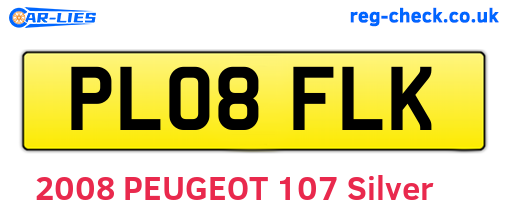 PL08FLK are the vehicle registration plates.