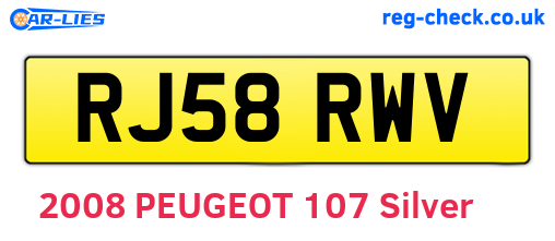 RJ58RWV are the vehicle registration plates.
