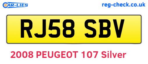 RJ58SBV are the vehicle registration plates.
