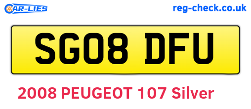 SG08DFU are the vehicle registration plates.