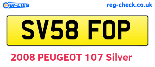 SV58FOP are the vehicle registration plates.