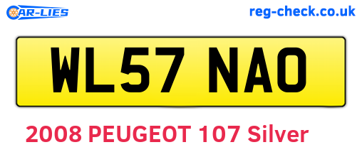 WL57NAO are the vehicle registration plates.