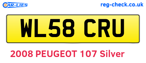 WL58CRU are the vehicle registration plates.