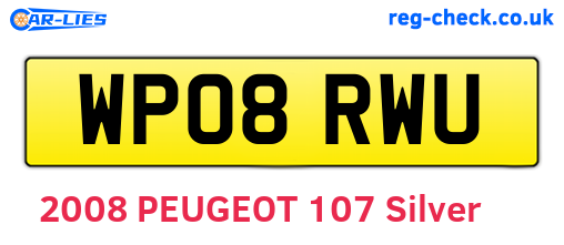 WP08RWU are the vehicle registration plates.