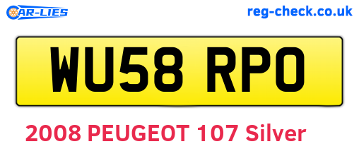 WU58RPO are the vehicle registration plates.