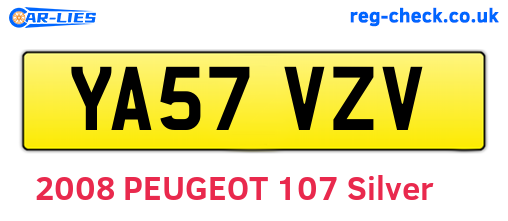 YA57VZV are the vehicle registration plates.