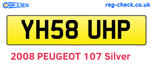 YH58UHP are the vehicle registration plates.
