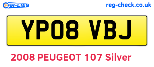 YP08VBJ are the vehicle registration plates.