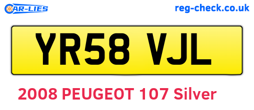 YR58VJL are the vehicle registration plates.