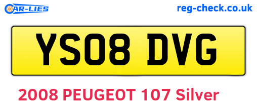 YS08DVG are the vehicle registration plates.